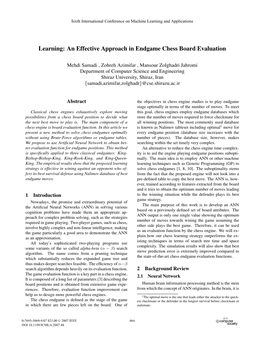 Learning: an Effective Approach in Endgame Chess Board Evaluation