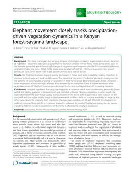 Elephant Movement Closely Tracks Precipitation- Driven Vegetation