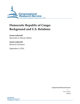 Democratic Republic of Congo: Background and U.S