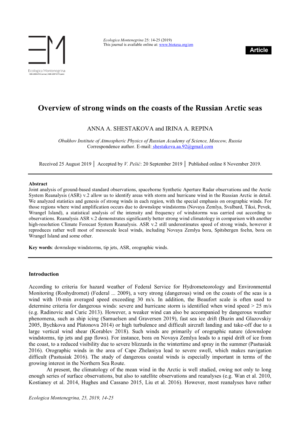 Overview of Strong Winds on the Coasts of the Russian Arctic Seas