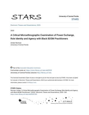 A Critical Microethnographic Examination of Power Exchange, Role Identity and Agency with Black BDSM Practitioners