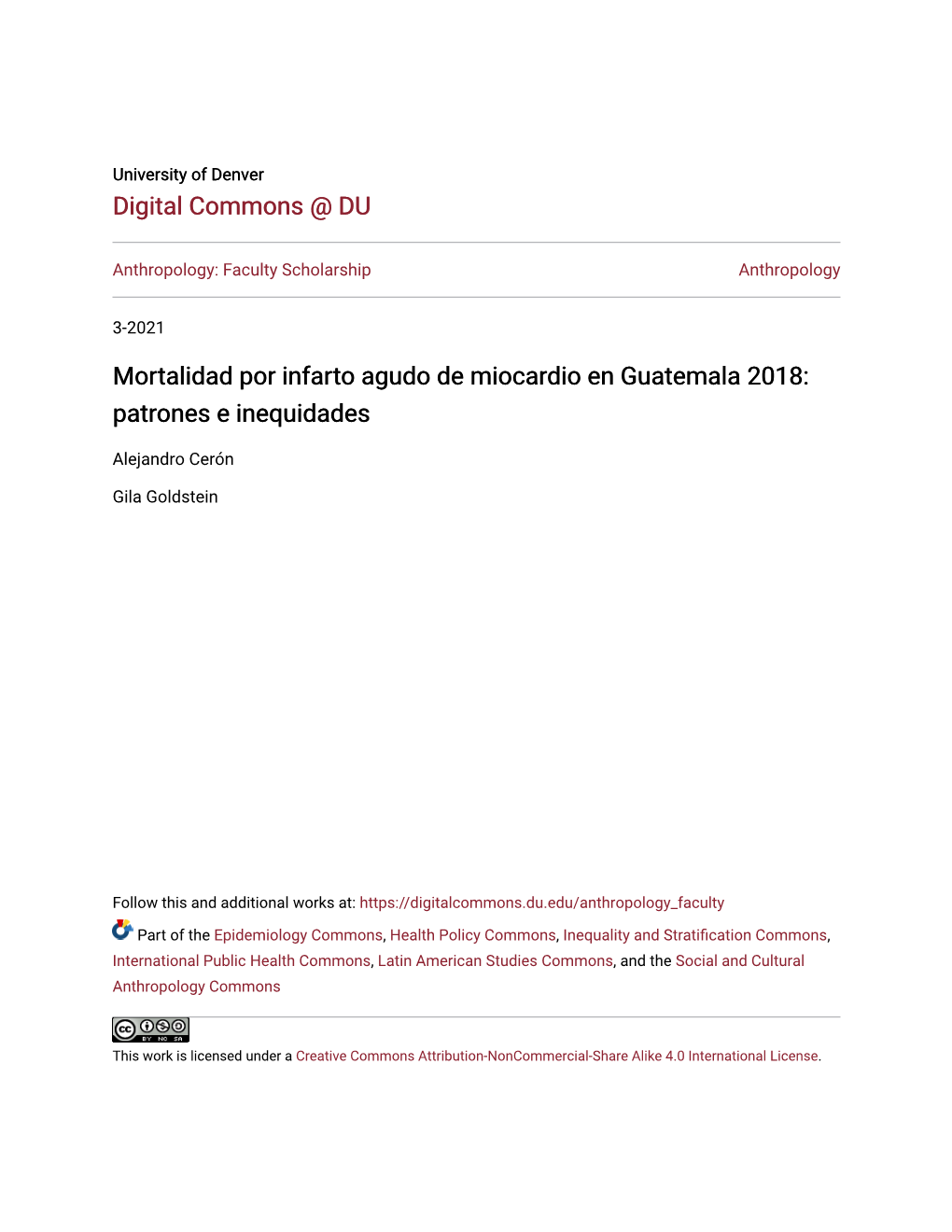 Mortalidad Por Infarto Agudo De Miocardio En Guatemala 2018: Patrones E Inequidades