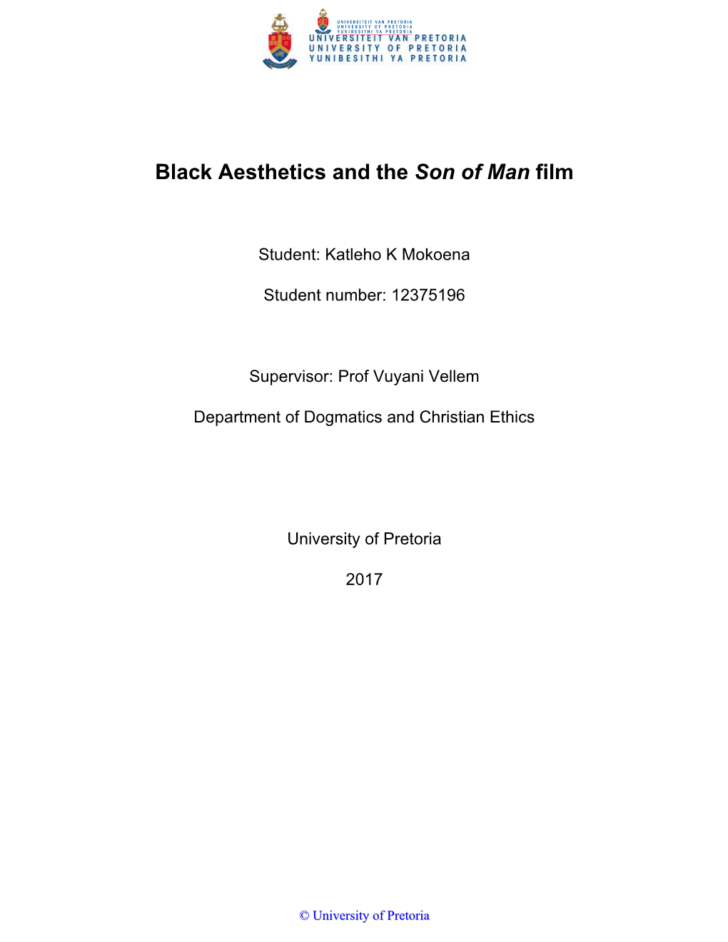 Black Aesthetics and the Son of Man Film