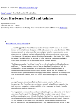 Open Hardware: Pureos and Arduino