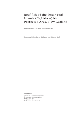 Reef Fish of the Sugar Loaf Islands (Ngä Motu) Marine Protected Area, New Zealand