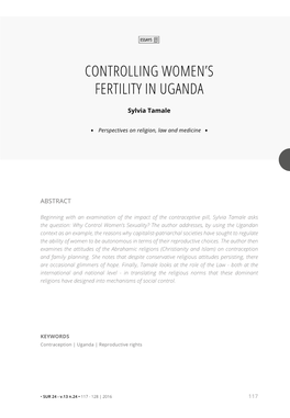 Controlling Women's Fertility in Uganda