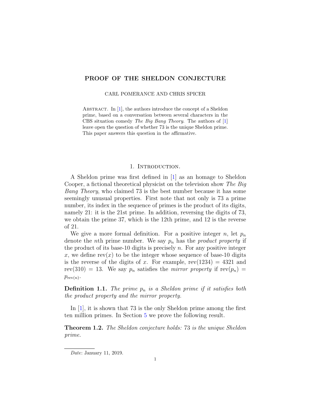 PROOF of the SHELDON CONJECTURE 1. Introduction. A