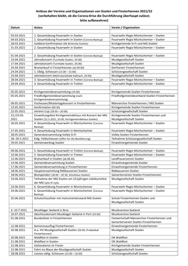 Anlässe Der Vereine Und Organisationen Von Siselen Und