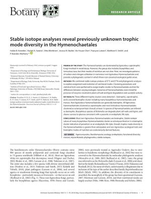 Stable Isotope Analyses Reveal Previously Unknown Trophic Mode Diversity in the Hymenochaetales