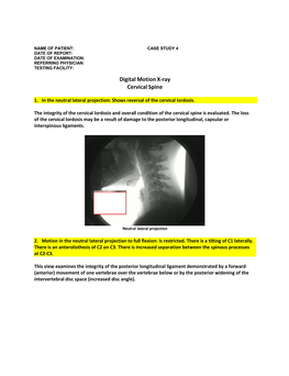 Digital Motion X-Ray Cervical Spine