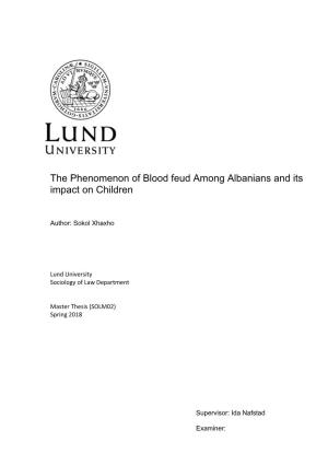 The Phenomenon of Blood Feud Among Albanians and Its Impact on Children