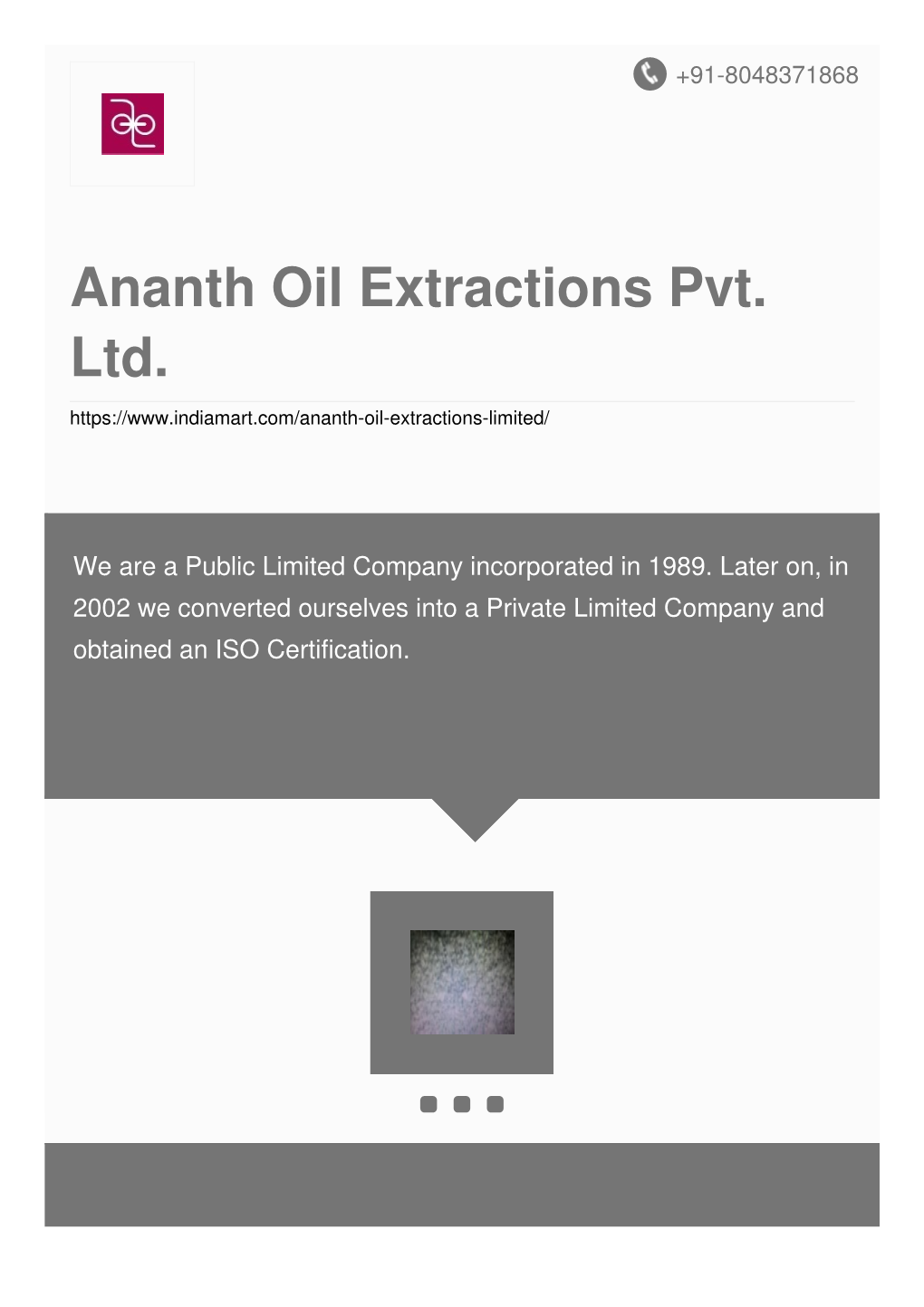 Ananth Oil Extractions Pvt. Ltd