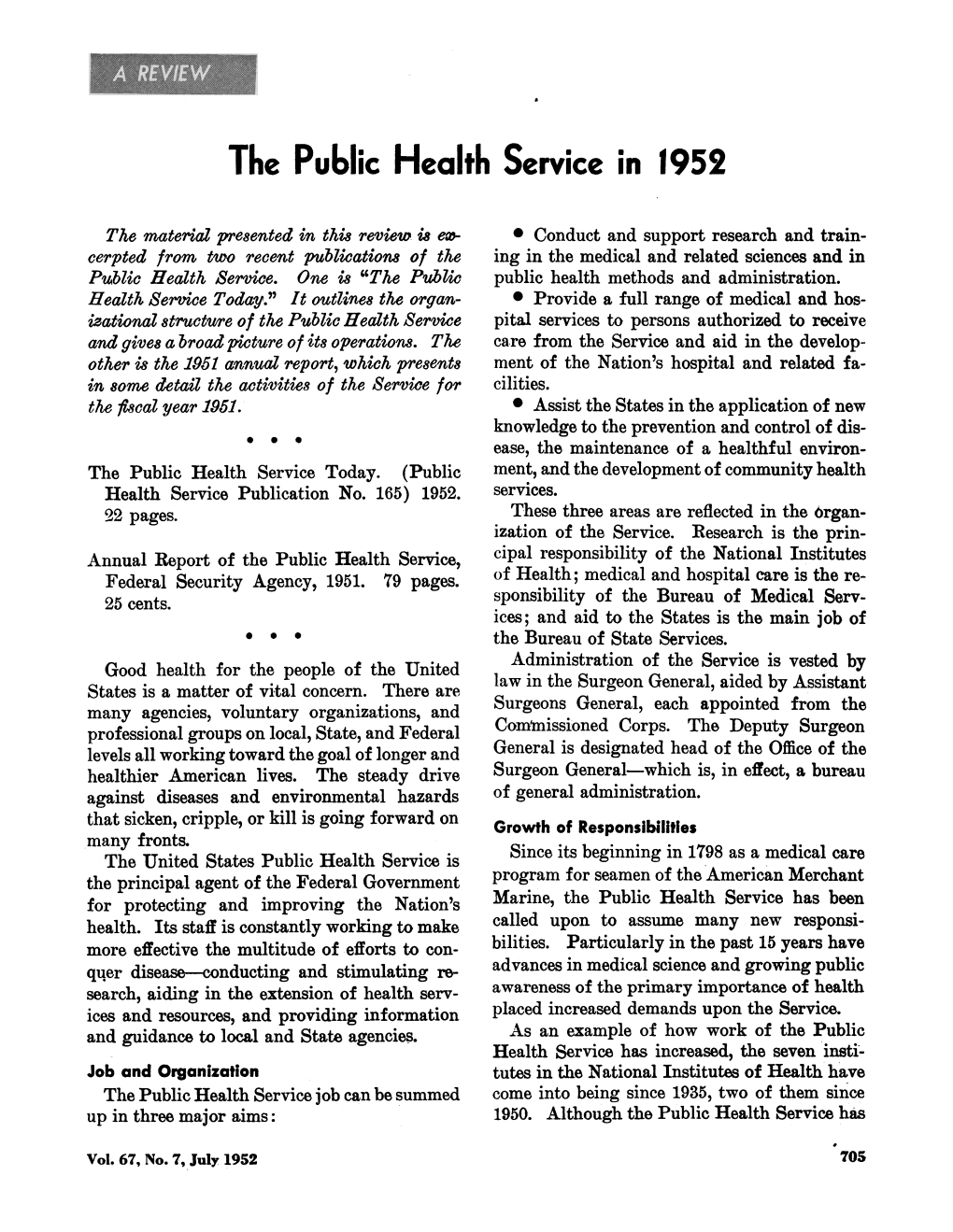 The Public Health Service in 1952