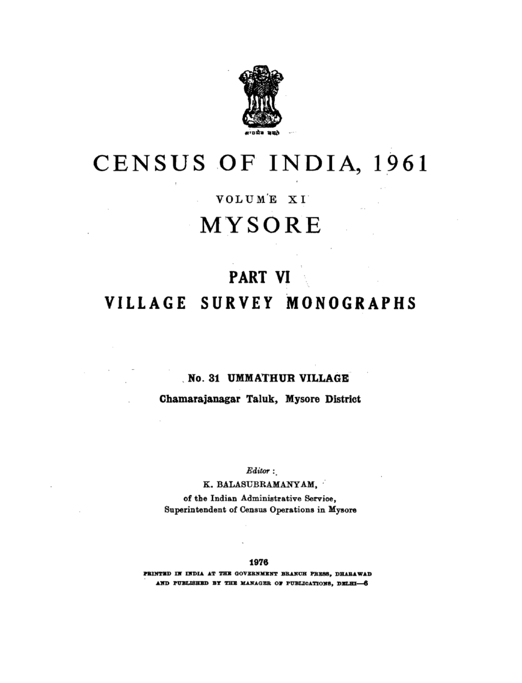 Village Survey Monographs, Ummathur Village, No-31, Part VI