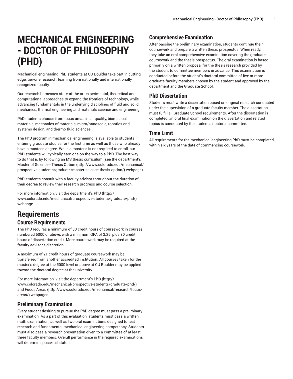 Mechanical Engineering - Doctor of Philosophy (Phd) 1