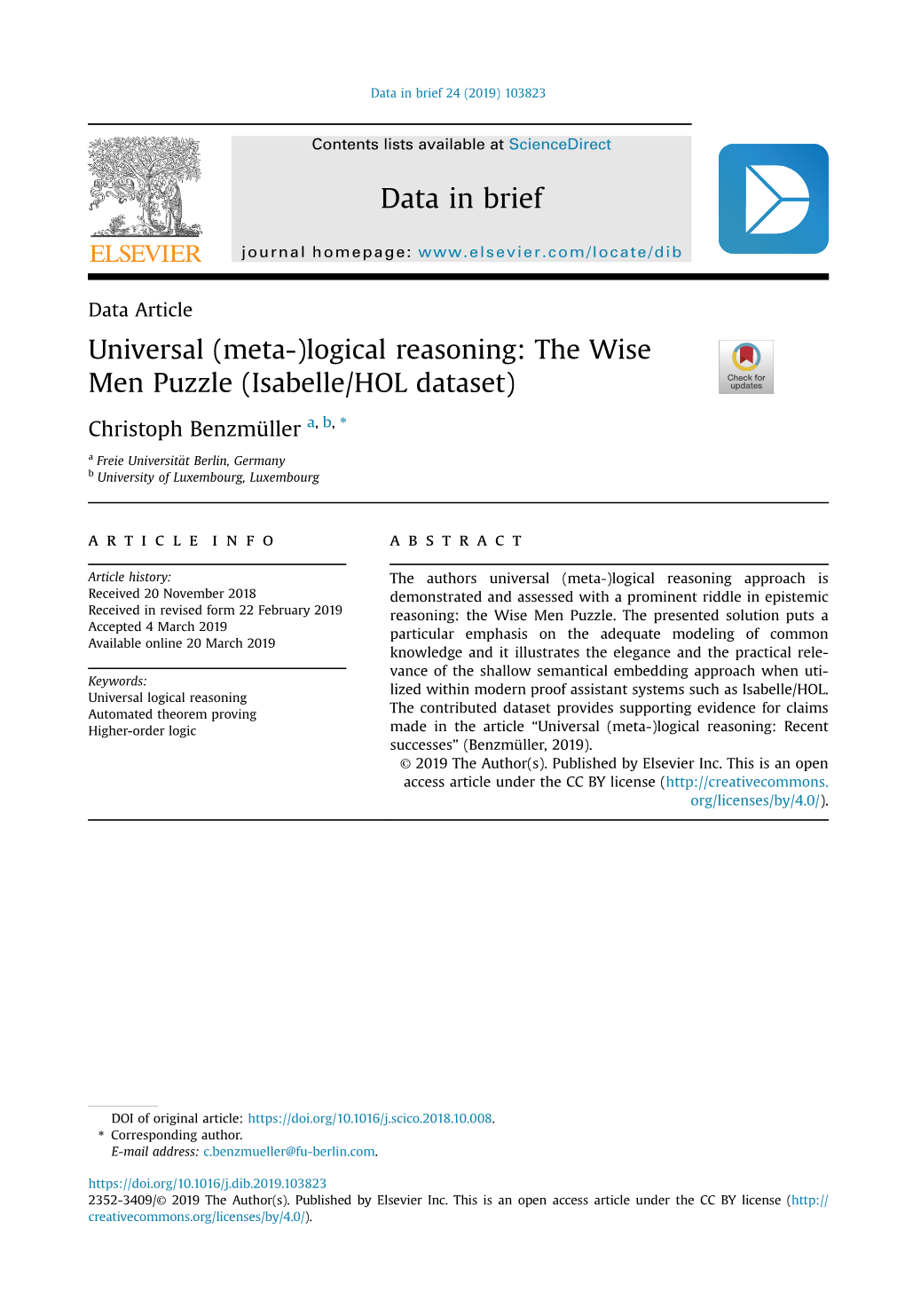 Universal (Meta-)Logical Reasoning: the Wise Men Puzzle (Isabelle/HOL Dataset)