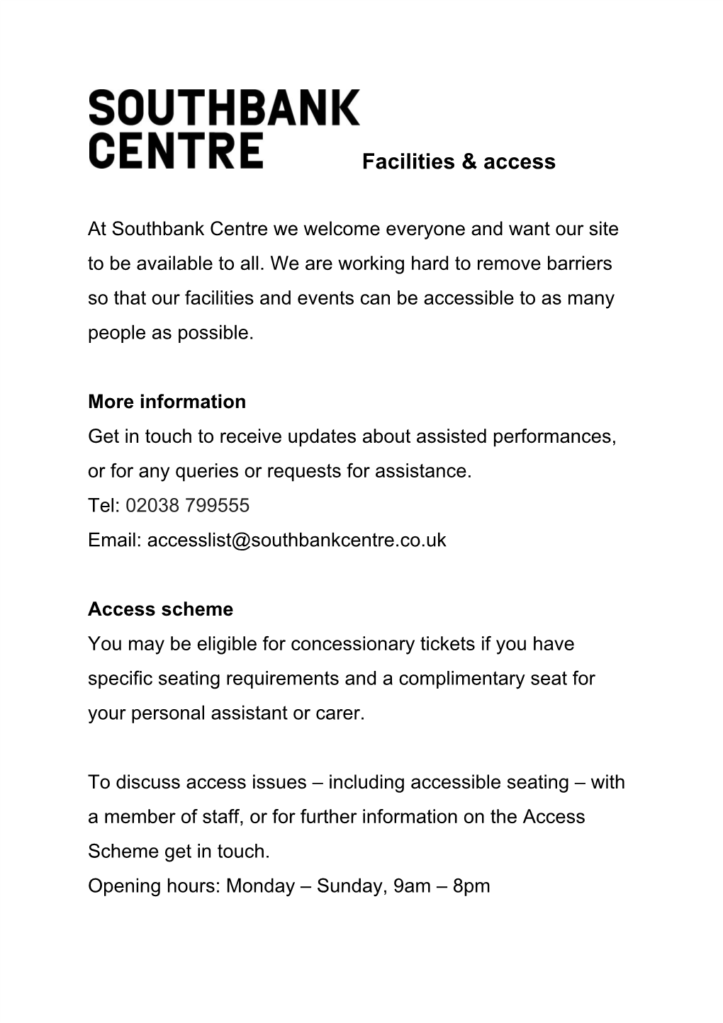 Facilities & Access