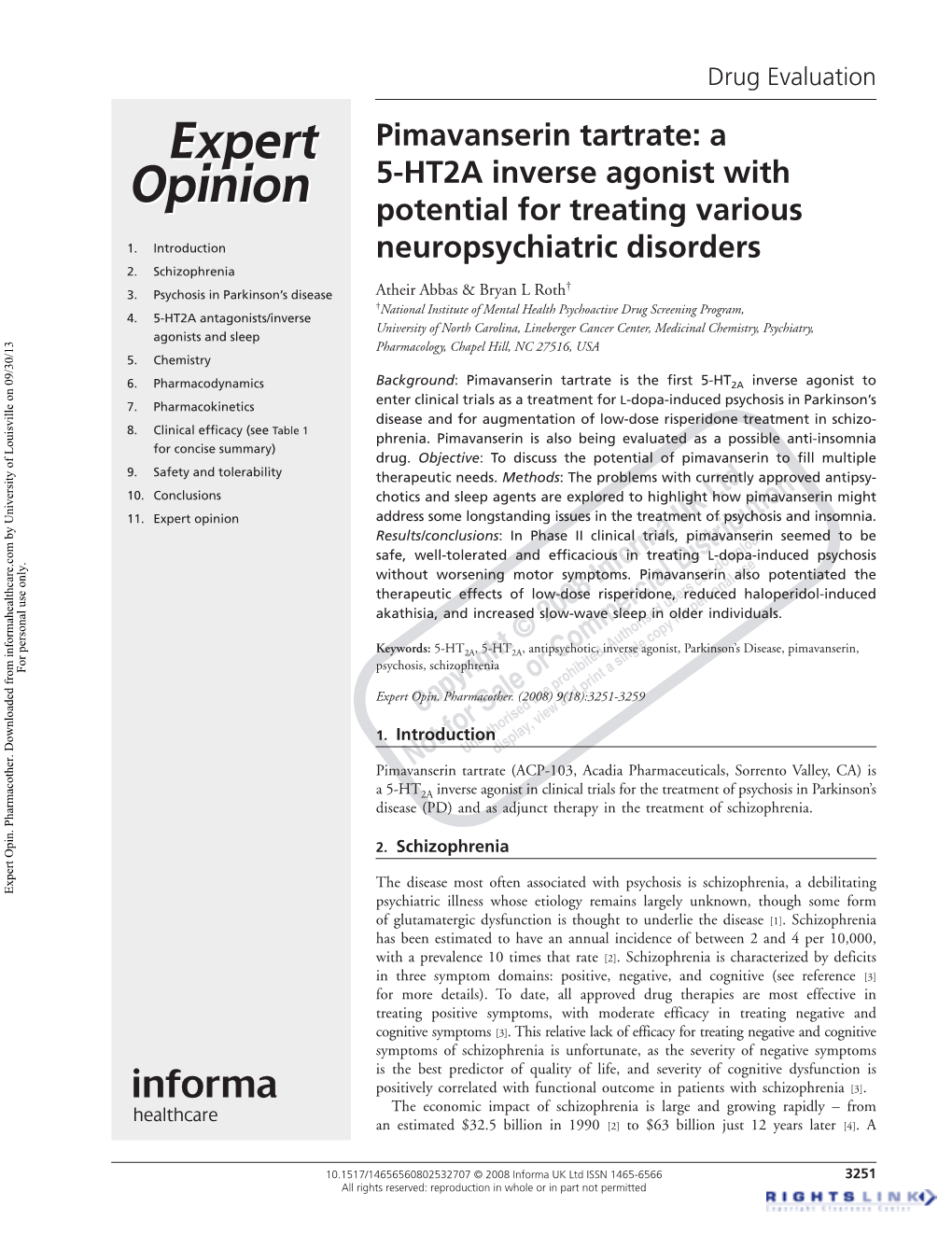 Pimavanserin Tartrate: a 5-HT2A Inverse Agonist with Potential for Treating Various 1