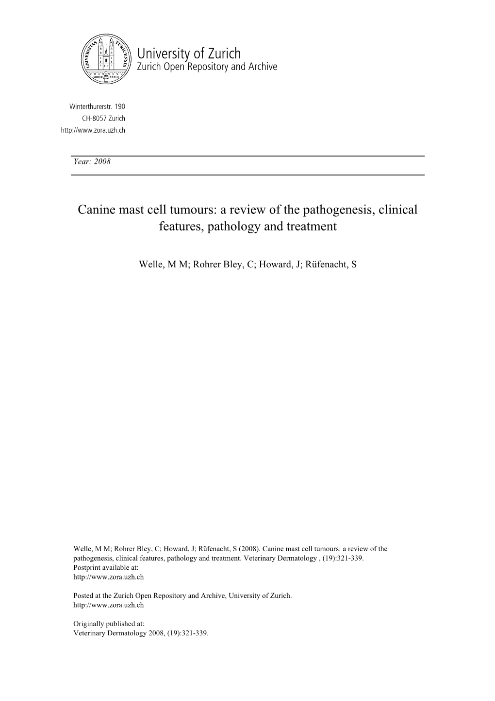 Canine Mast Cell Tumours: a Review of the Pathogenesis, Clinical Features, Pathology and Treatment