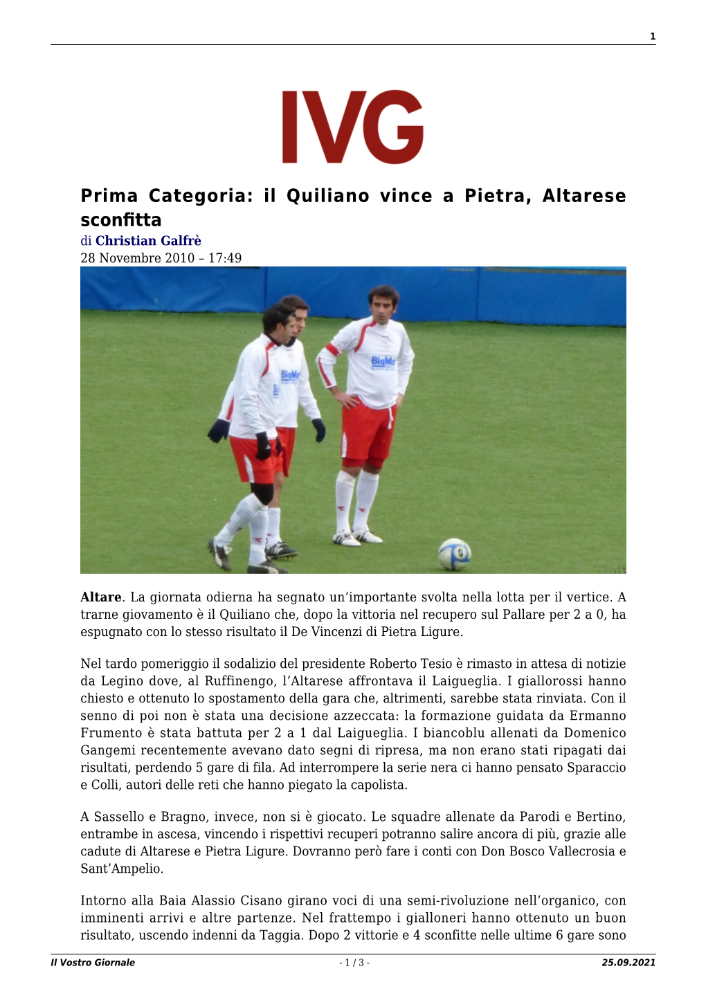 Il Vostro Giornale - 1 / 3 - 25.09.2021 2