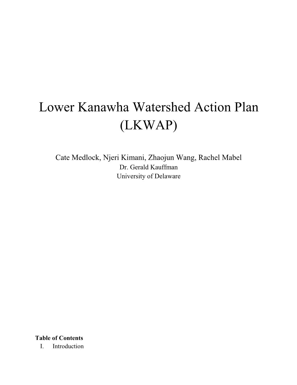 Lower Kanawha Watershed Action Plan (LKWAP)