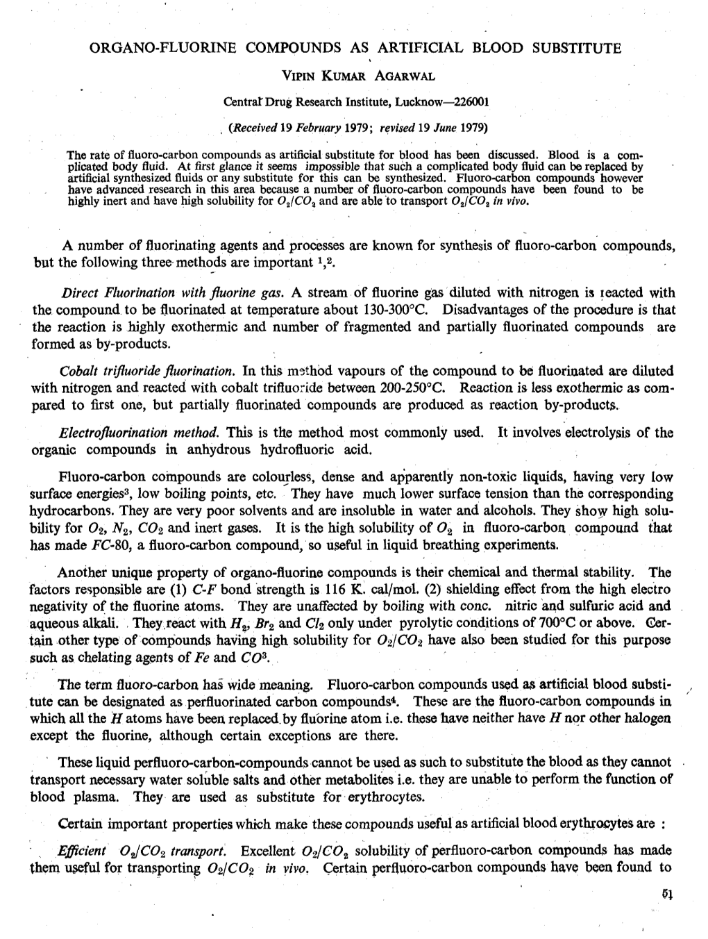 Organo-Fluorine Compounds As Artificial Blood Substitute