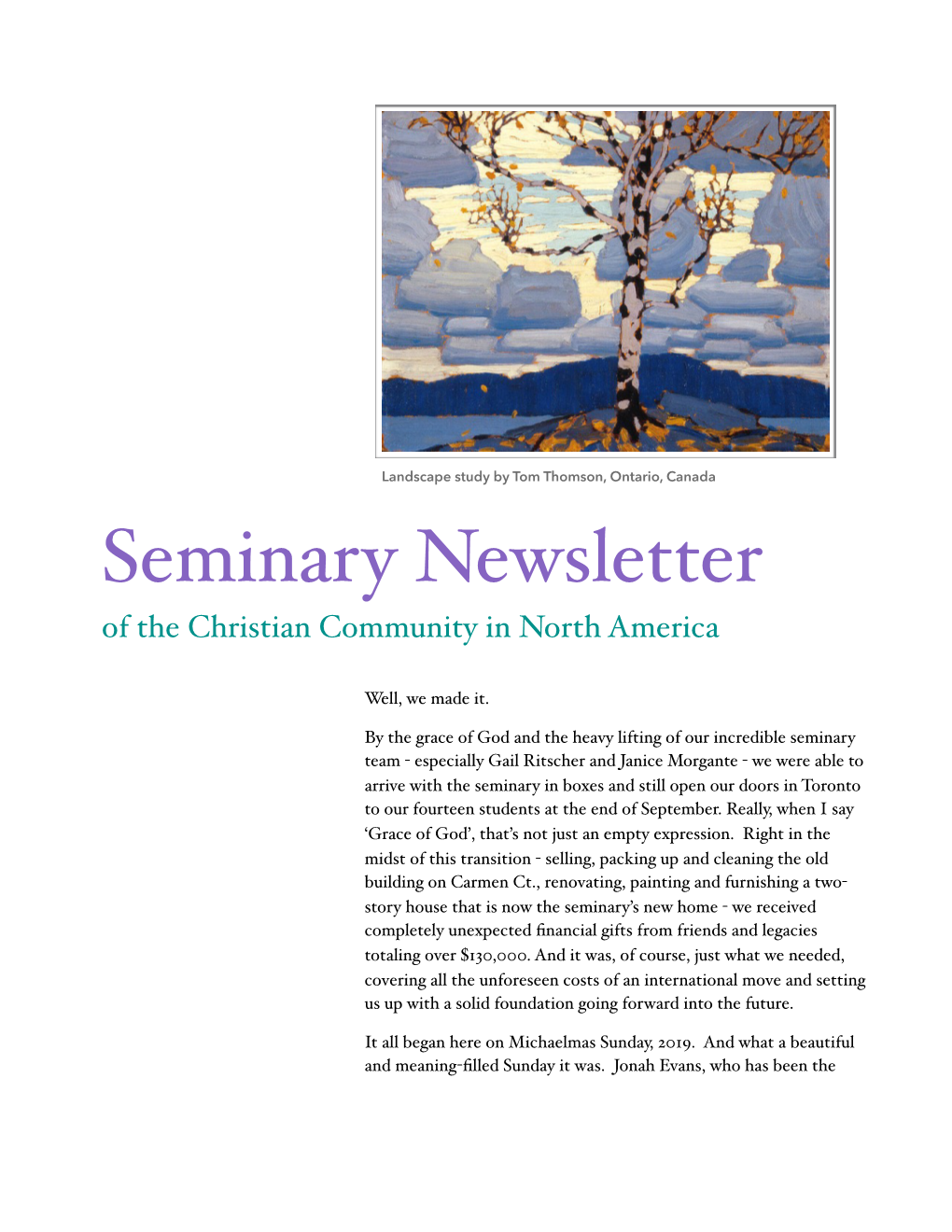 Seminary Newsletter Fall.2019.FINAL