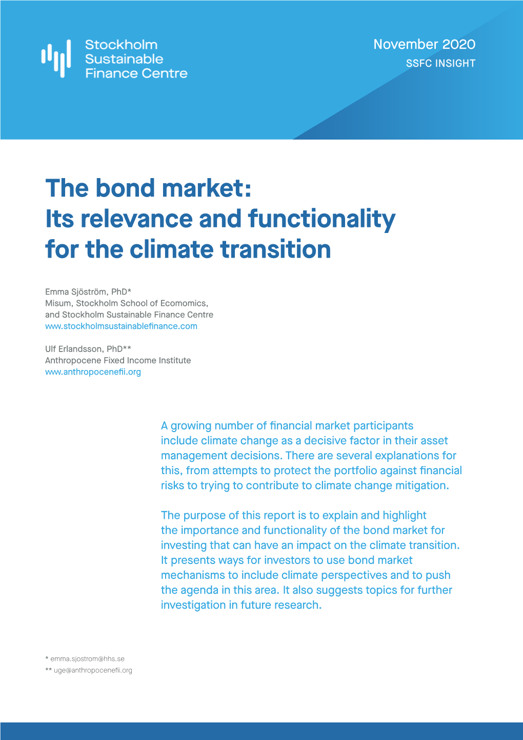 The Bond Market: Its Relevance and Functionality for the Climate Transition