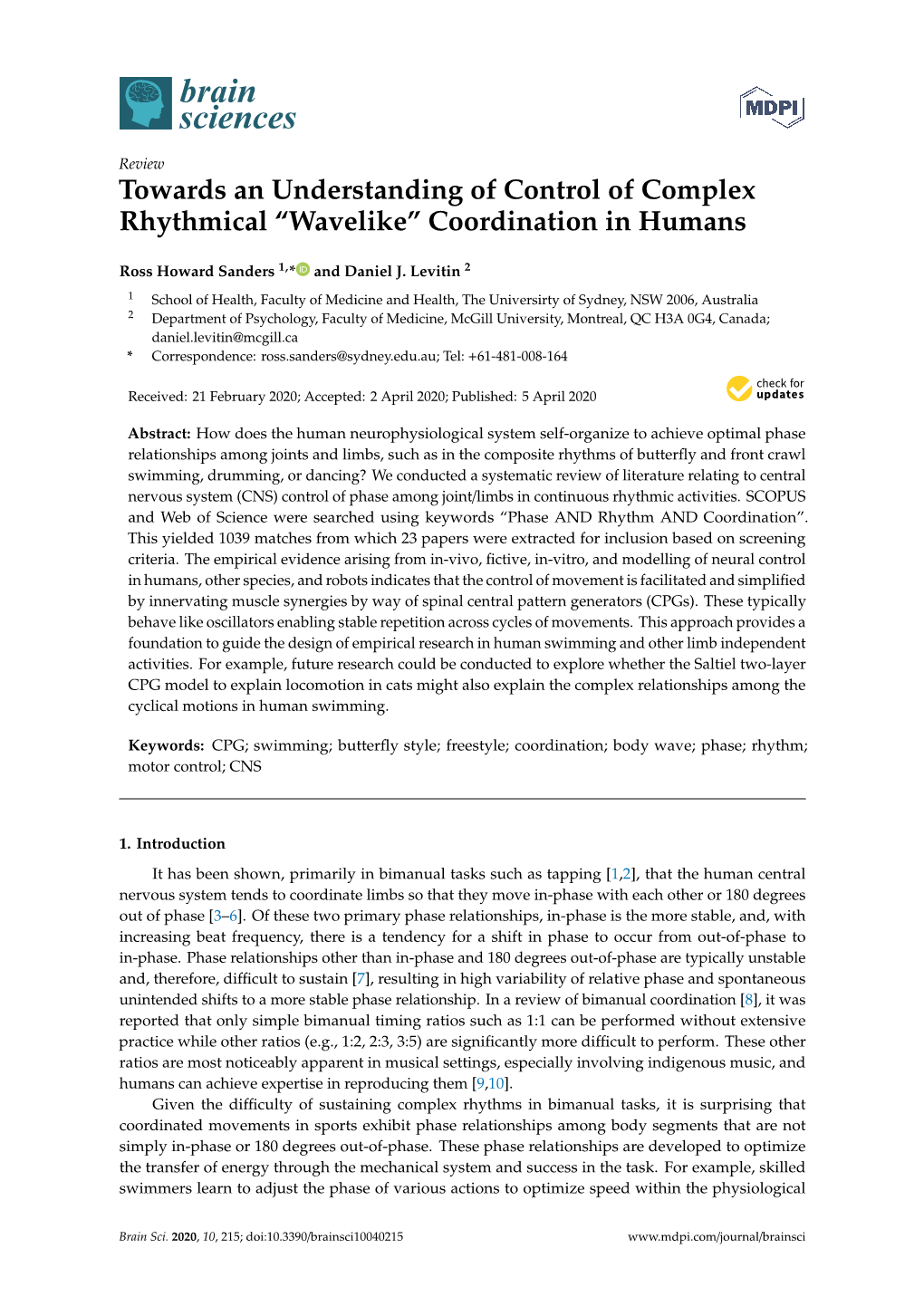 Towards an Understanding of Control of Complex Rhythmical “Wavelike” Coordination in Humans