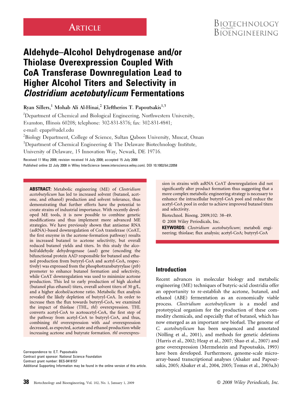 Aldehyde-Alcohol Dehydrogenase And/Or Thiolase Overexpression