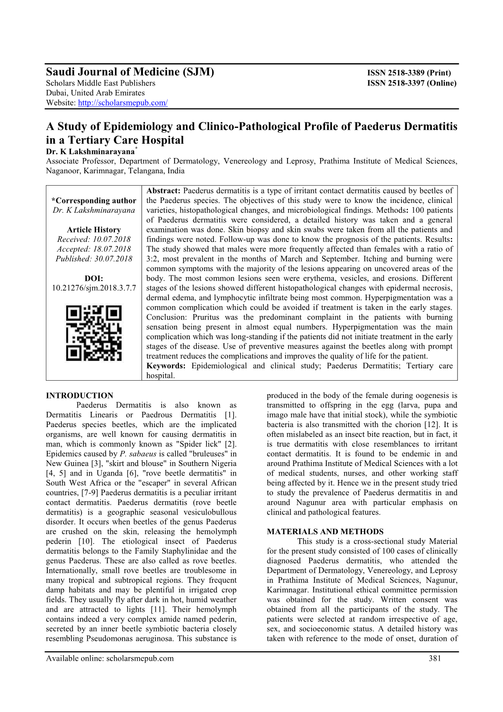 Saudi Journal of Medicine (SJM)