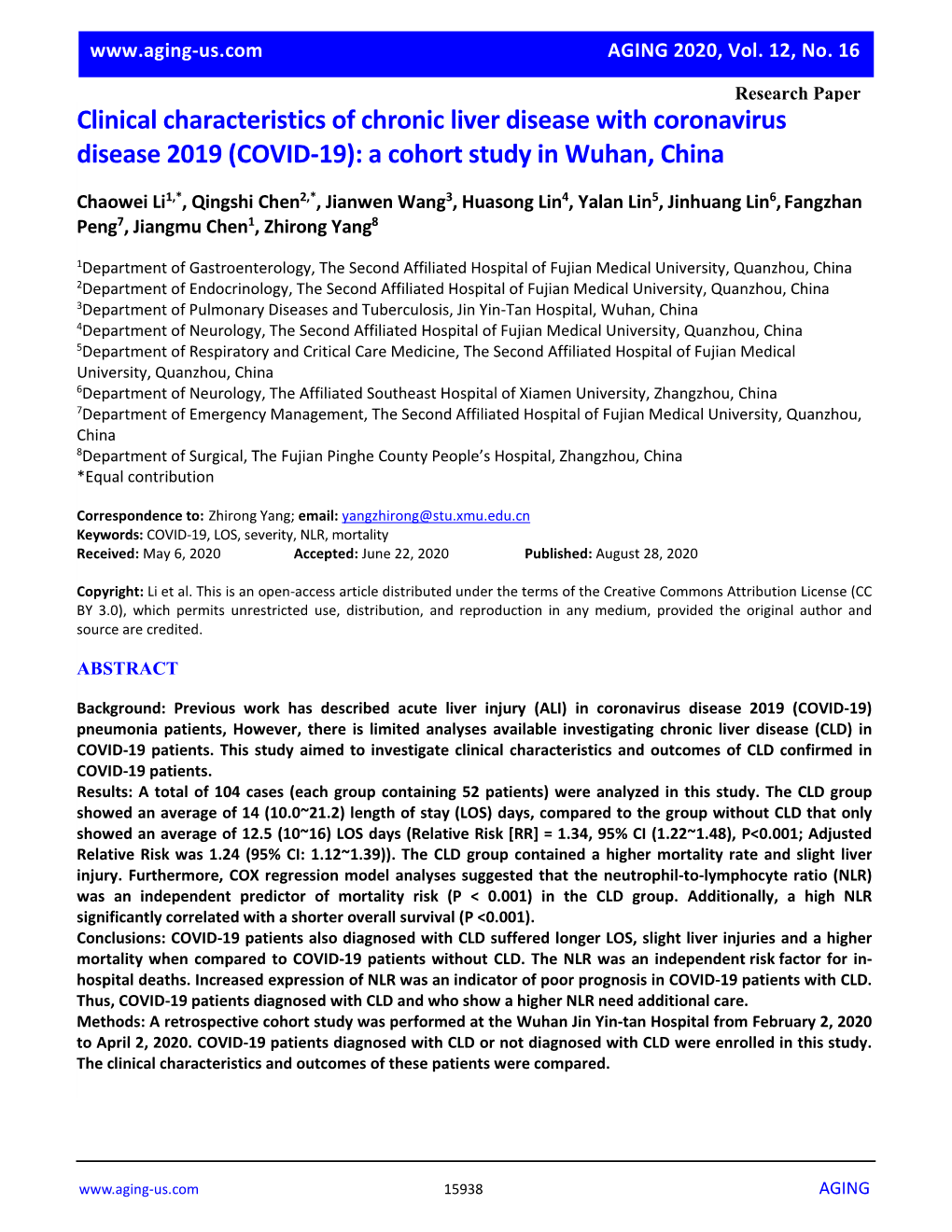 (COVID-19): a Cohort Study in Wuhan, China