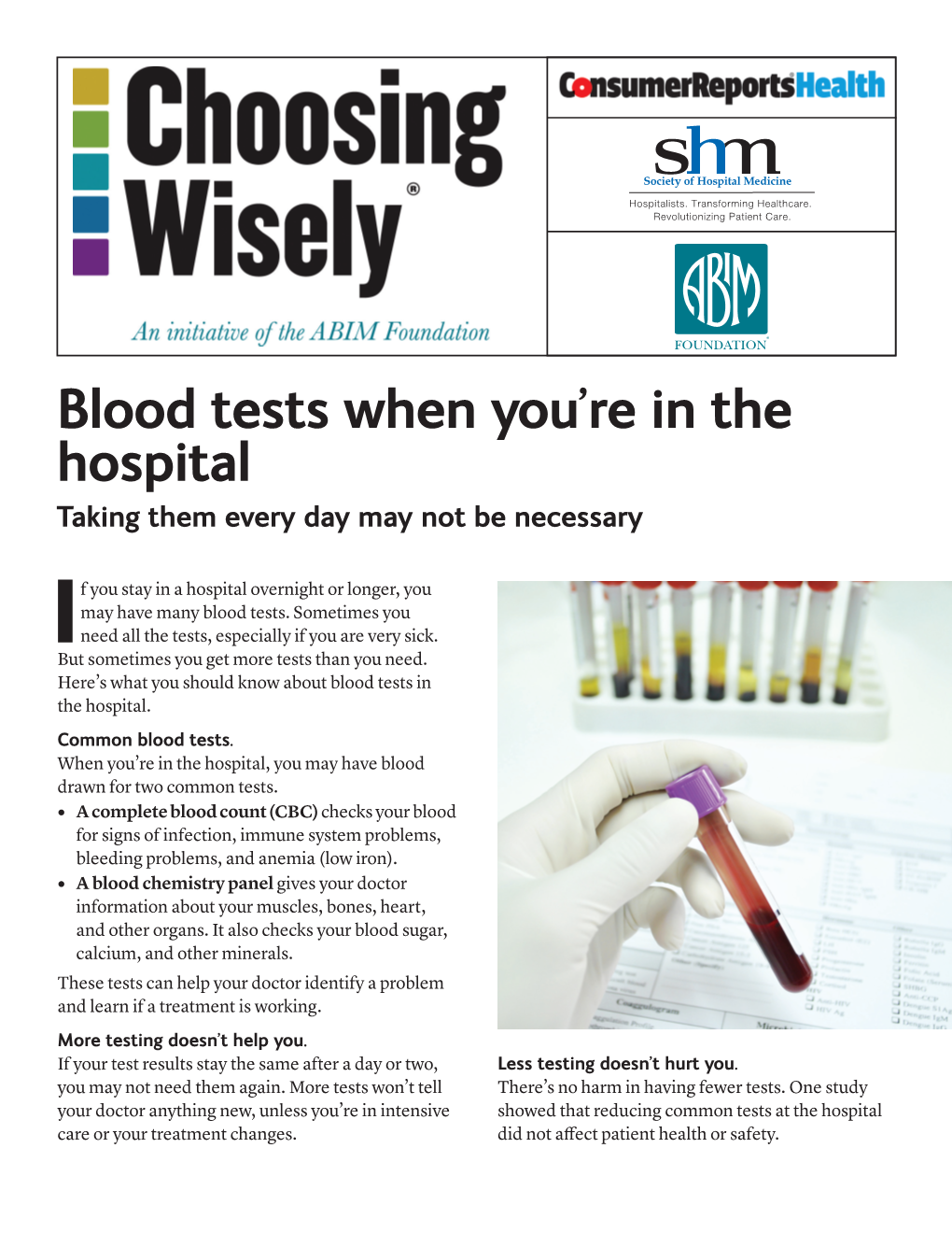 Blood Tests When You're in the Hospital