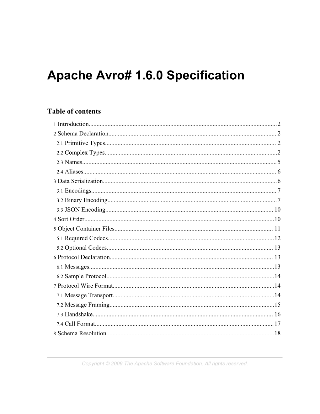 Apache Avro# 1.6.0 Specification