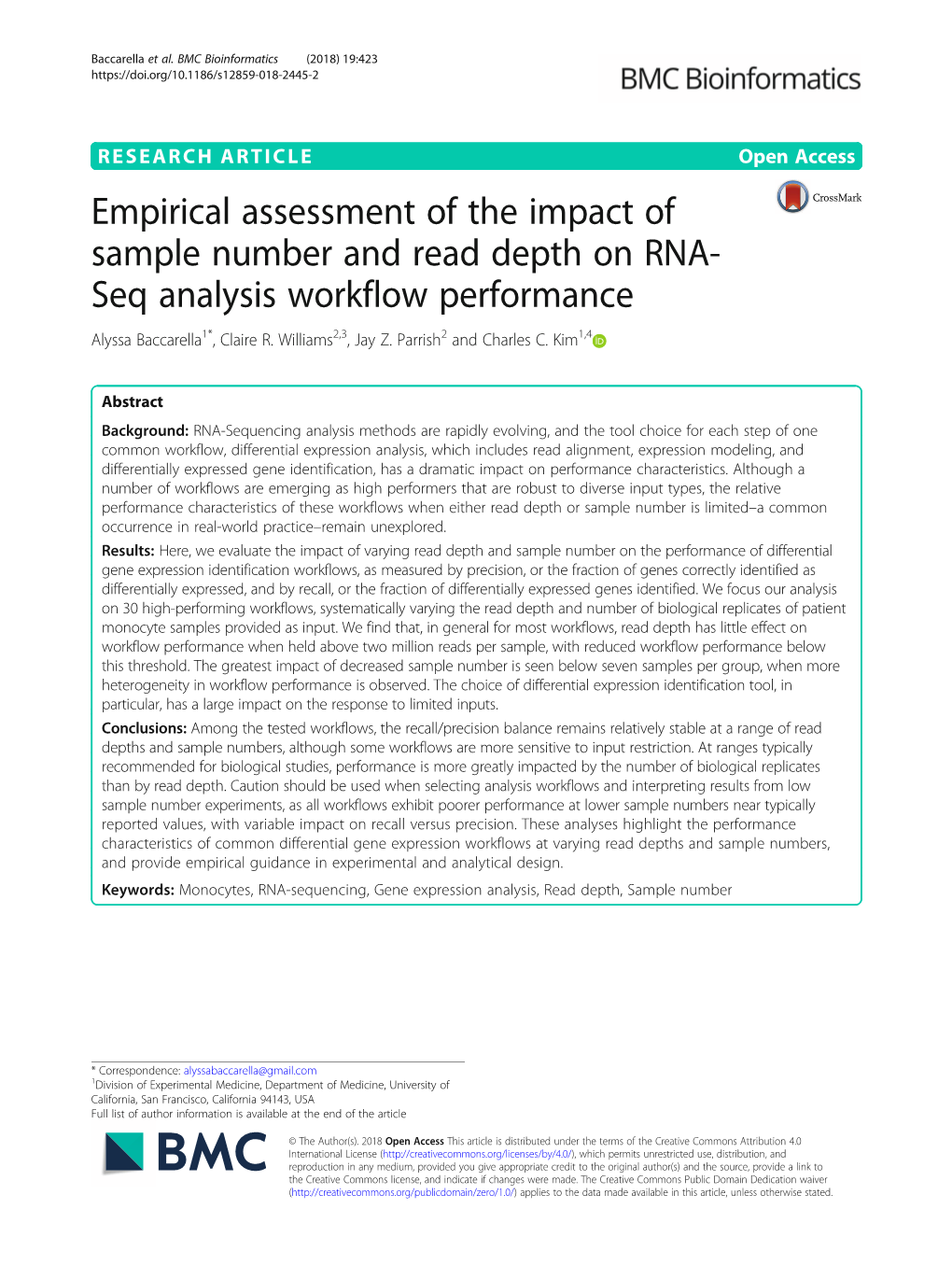 Empirical Assessment of the Impact of Sample Number and Read Depth on RNA-Seq Analysis Workflow Performance