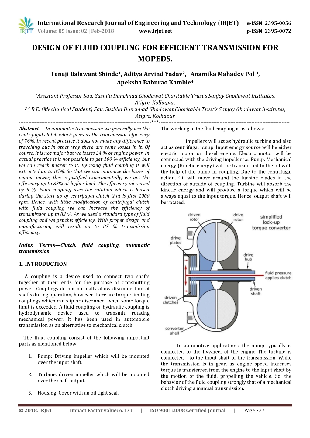 Design of Fluid Coupling for Efficient Transmission for Mopeds