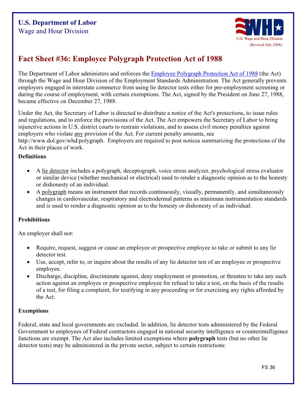 Employee Polygraph Protection Act of 1988