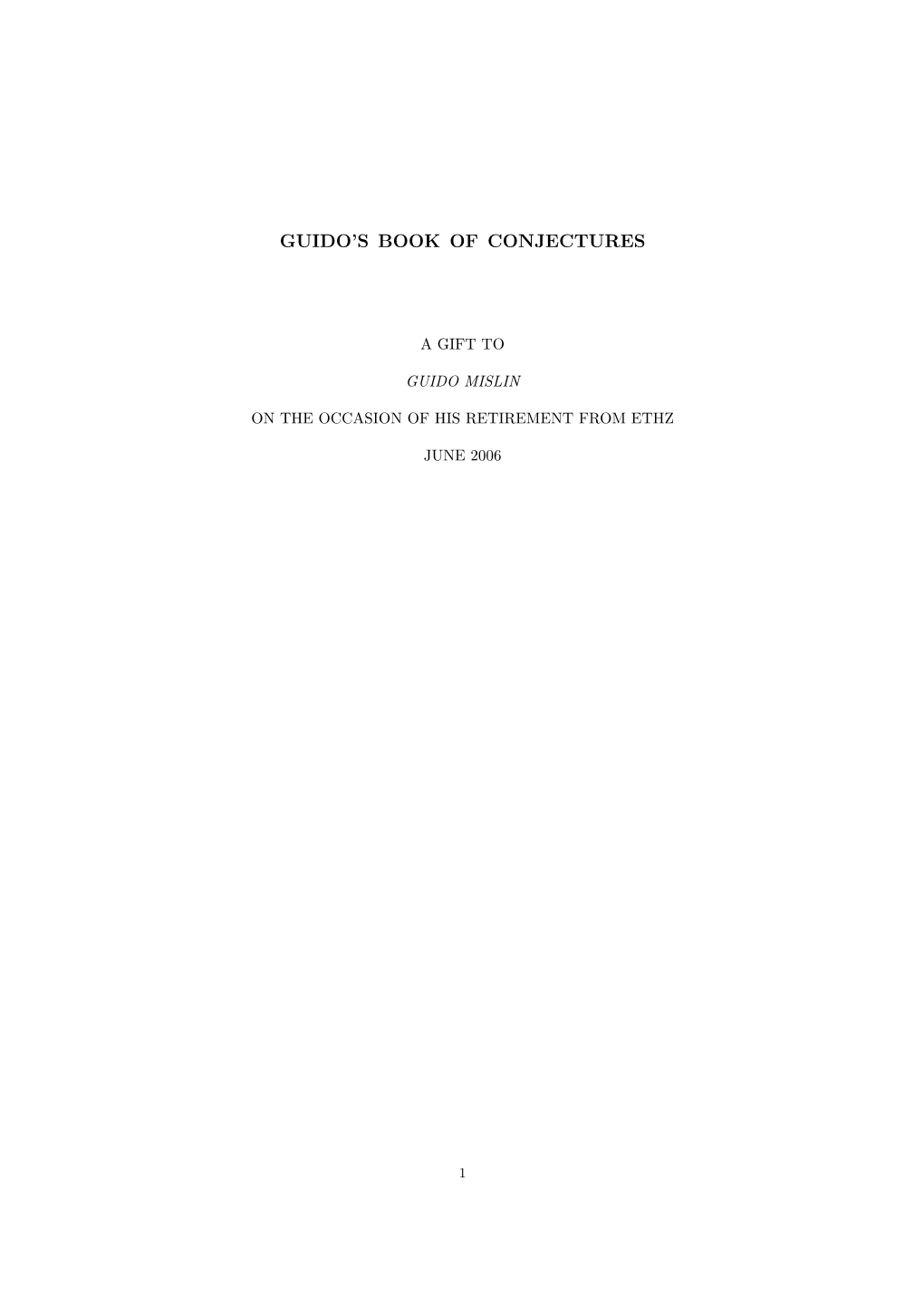 Guido's Book of Conjectures