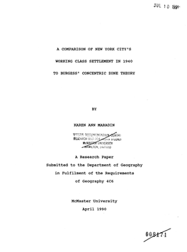 A Comparison of New York City's Working Class Settlement in 1940