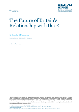 The Future of Britain's Relationship with the EU