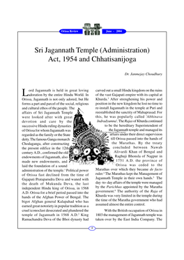 Sri Jagannath Temple (Administration) Act, 1954 and Chhatisanijoga