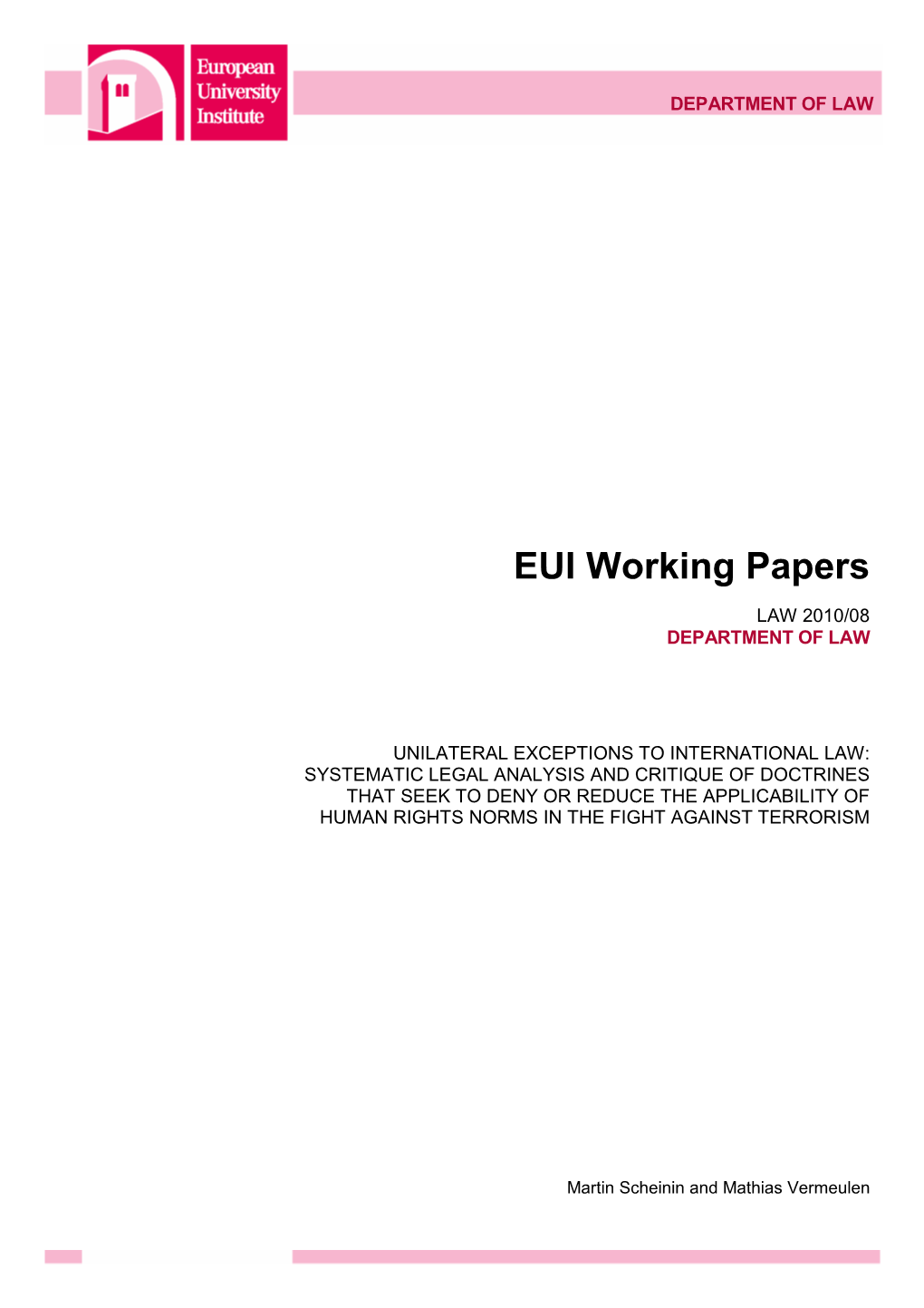 EUI Working Papers