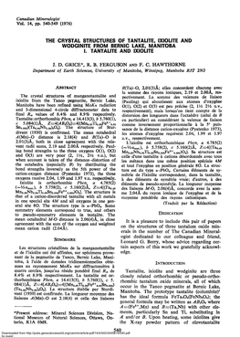 The Grystal Strugtures of Tantalite, Ixiolite And