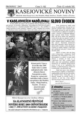 PROSINEC 2007 Cena 3,- Kč Číslo 12; Ročník XII