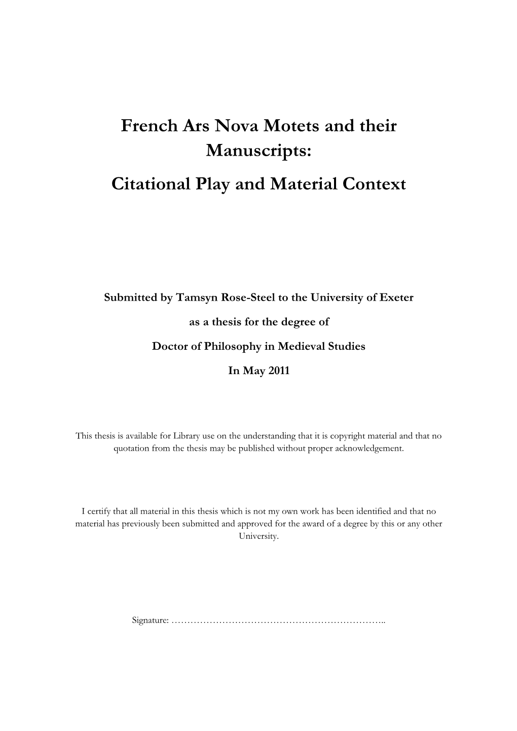 French Ars Nova Motets and Their Manuscripts: Citational Play and Material Context