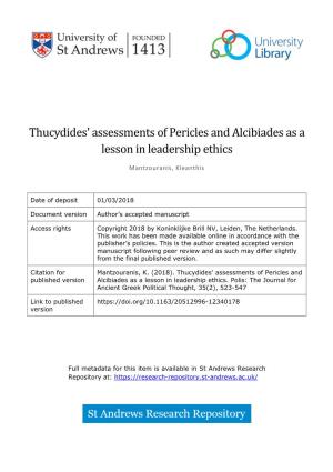 Thucydides' Assessments of Pericles and Alcibiades As a Lesson In
