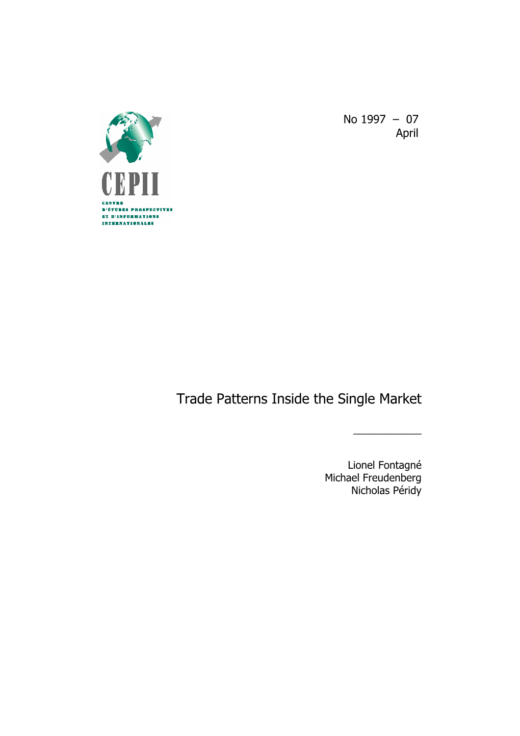 Trade Patterns Inside the Single Market