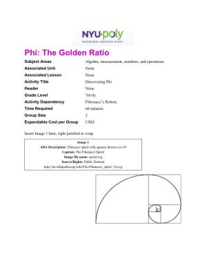 Phi: the Golden Ratio