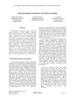 How Do Cubans Use Internet? the Effects of Capital