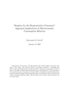 Requiem for the Representative Consumer? Aggregate Implications of Microeconomic Consumption Behavior